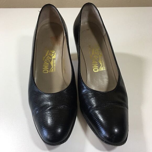 SALVATORE FERRAGAMO NILLA 8.5 AA lizard leather pumps - Picture 5 of 8